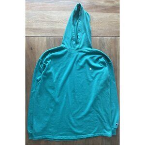 Vintage 80s Champion Hoodie Men Size XL Teal Blue Pullover Fleece Longsleeve USA